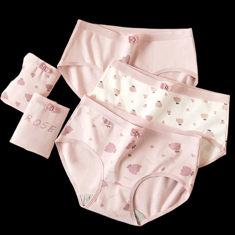 SaneShoppe 5 - Pack Women's Cotton Panties: Breathable, Cute Print, Soft Low Waist Briefs.