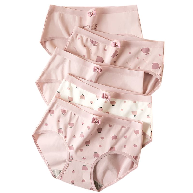 SaneShoppe 5 - Pack Women's Cotton Panties: Breathable, Cute Print, Soft Low Waist Briefs. 5 - Pack Women's Cotton Panties: Breathable, Cute Print, Soft Low Waist Briefs.