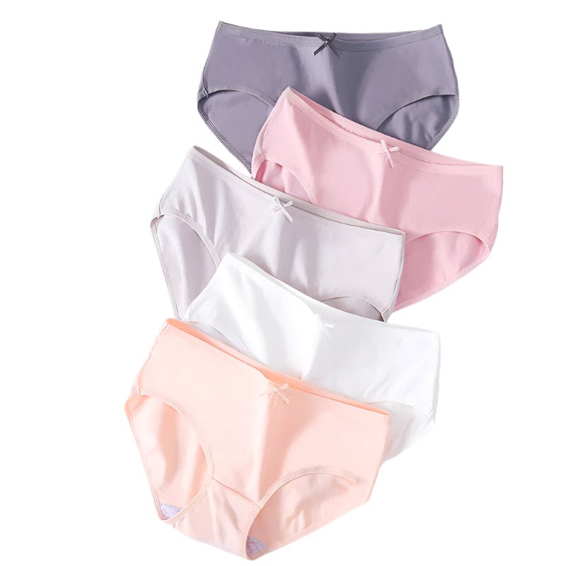 SaneShoppe - 5 - Pack Women's Cotton Panties: Breathable, Cute Print, Soft Low Waist Briefs.