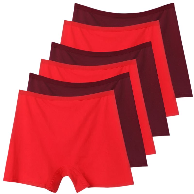 SaneShoppe - 6pcs Cotton Women's Plus Size High Waist Boxer Briefs Safety Panties