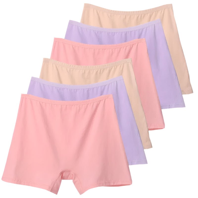 SaneShoppe - 6pcs Cotton Women's Plus Size High Waist Boxer Briefs Safety Panties