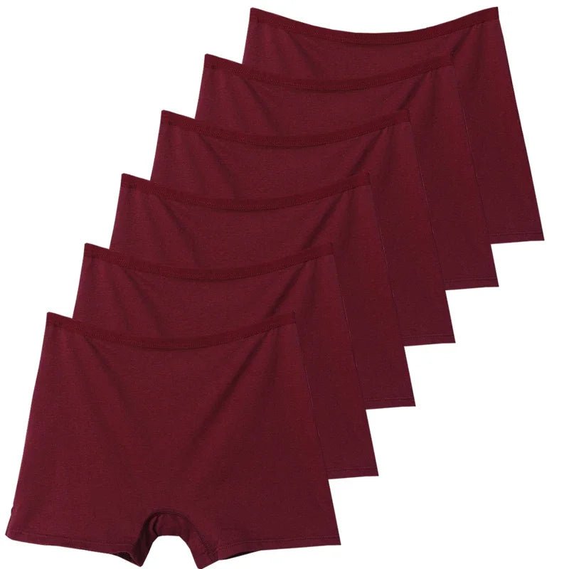SaneShoppe - 6pcs Cotton Women's Plus Size High Waist Boxer Briefs Safety Panties