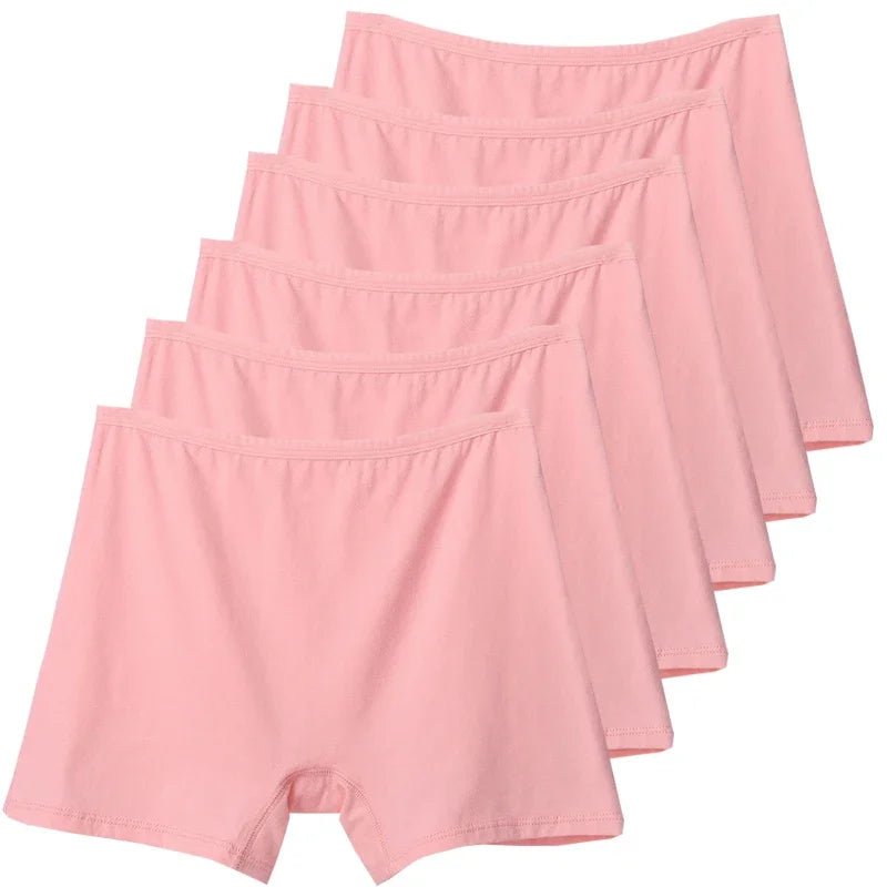 SaneShoppe - 6pcs Cotton Women's Plus Size High Waist Boxer Briefs Safety Panties