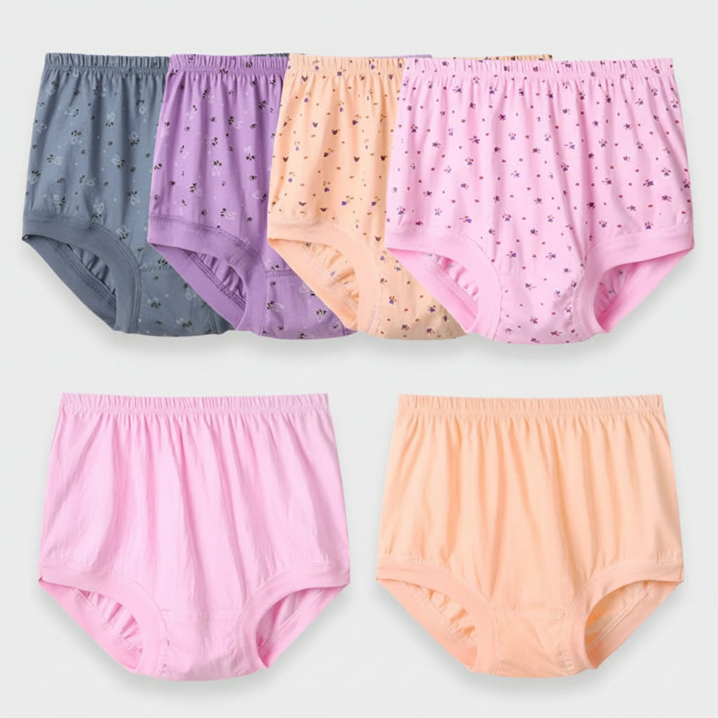 SaneShoppe - 6pcs Plus Size Women's Underwear - High Waist Cotton Briefs
