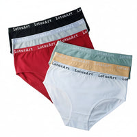 SaneShoppe - 6pcs Women's High Waist Cotton Panties, Solid Colours, Sizes M - 2XL