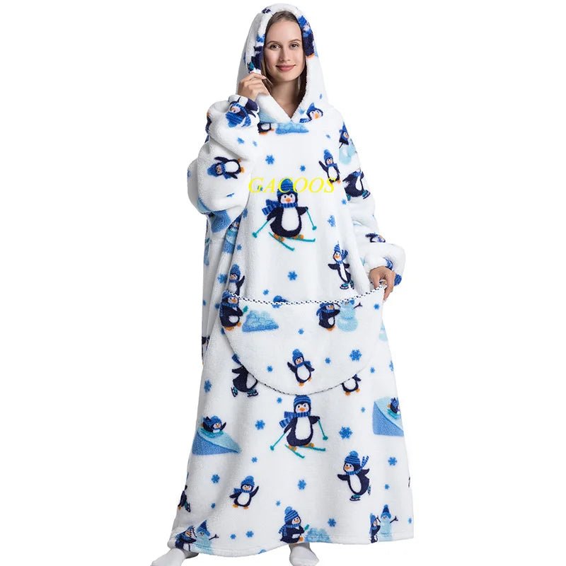 SaneShoppe - Cozy Oversized Hoodie Blanket with Sleeves - Stay Warm in Style!