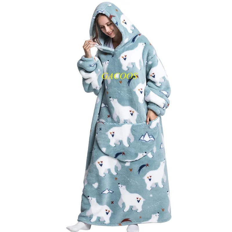 SaneShoppe - Cozy Oversized Hoodie Blanket with Sleeves - Stay Warm in Style!