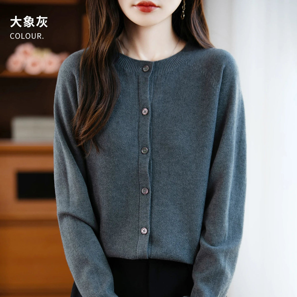 SaneShoppe-Cozy Merino Wool Knit Cardigan - Elegant Winter Sweater for Women