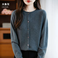SaneShoppe-Cozy Merino Wool Knit Cardigan - Elegant Winter Sweater for Women