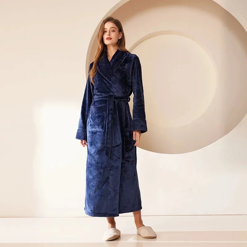 SaneShoppe Coral Fleece Oversize Couple's Bathrobe - Autumn Winter Sleepwear