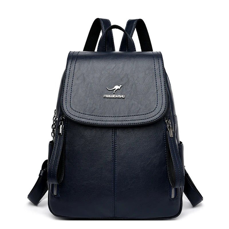 SaneShoppe - Fashion Zipper Backpack for Women Large Capacity Leather Shoulder Bag for Girls School Bag for Teenage Girls