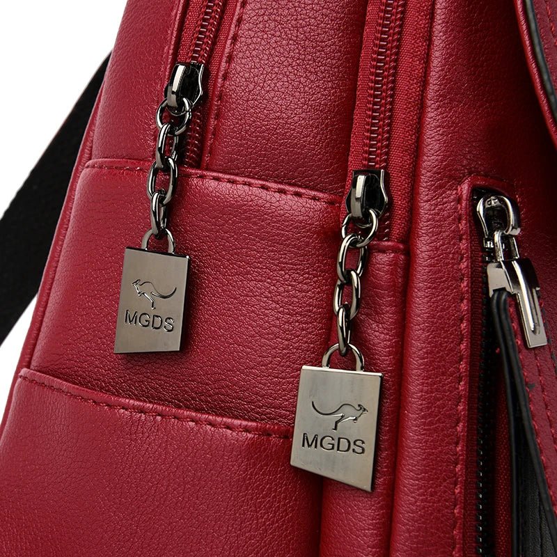 SaneShoppe - Fashion Zipper Backpack for Women Large Capacity Leather Shoulder Bag for Girls School Bag for Teenage Girls