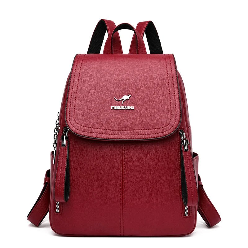 SaneShoppe - Fashion Zipper Backpack for Women Large Capacity Leather Shoulder Bag for Girls School Bag for Teenage Girls