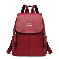 SaneShoppe - Fashion Zipper Backpack for Women Large Capacity Leather Shoulder Bag for Girls School Bag for Teenage Girls