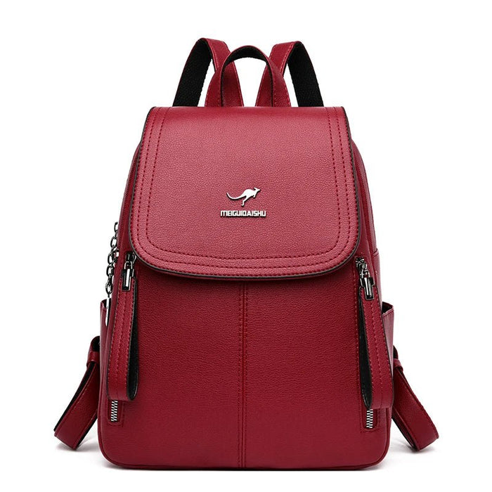 SaneShoppe - Fashion Zipper Backpack for Women Large Capacity Leather Shoulder Bag for Girls School Bag for Teenage Girls