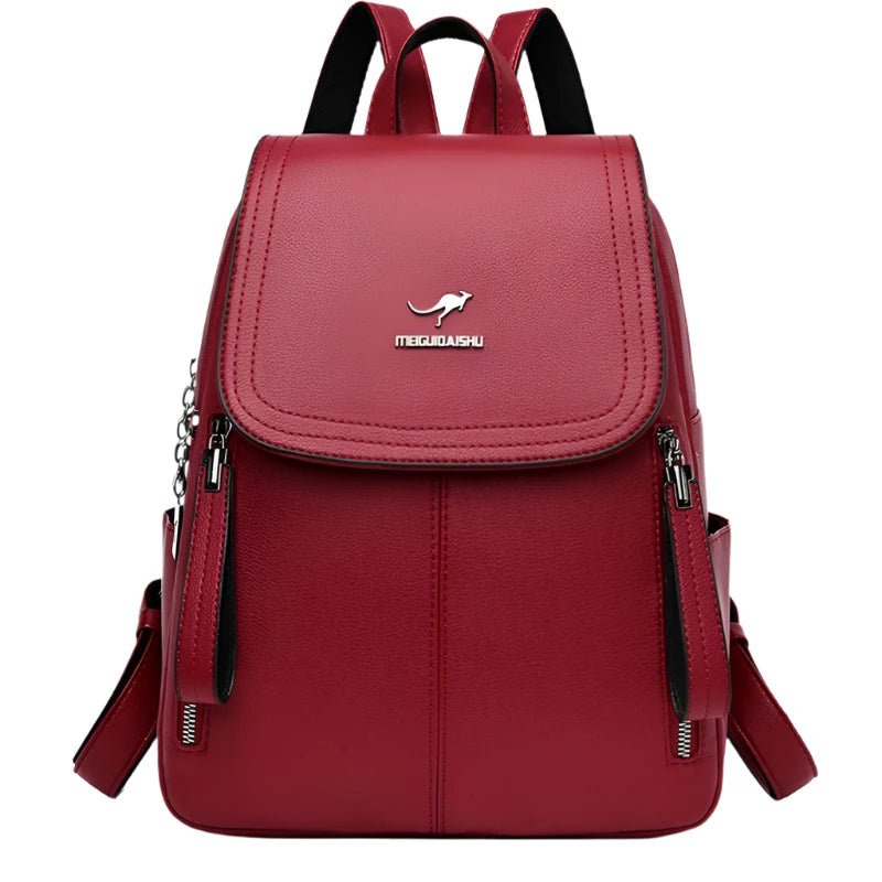 SaneShoppe - Fashion Zipper Backpack for Women Large Capacity Leather Shoulder Bag for Girls School Bag for Teenage Girls