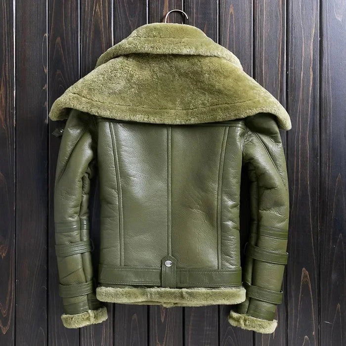 SaneShoppe Genuine Sheepskin Jackets for Men and Women 2025 Winter Double Collar Coats with Real Fur