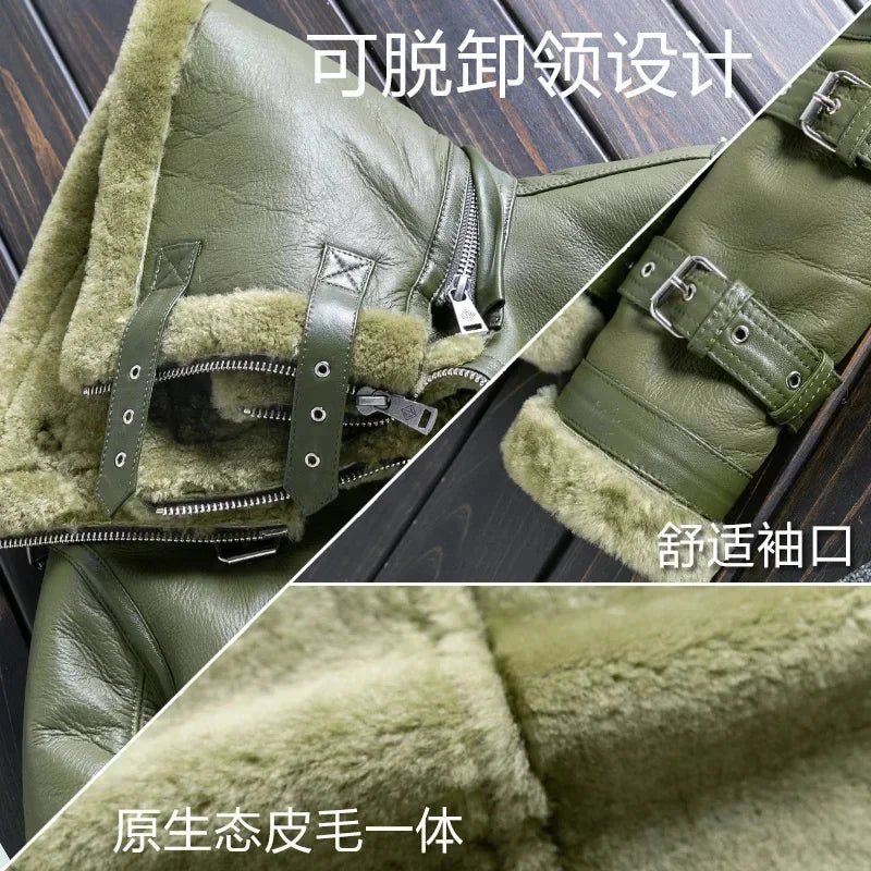 SaneShoppe - Genuine Sheepskin Jackets for Men and Women 2025 Winter Double Collar Coats with Real Fur