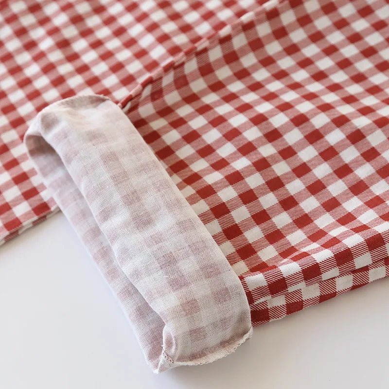 SaneShoppe Japanese Plaid Cotton Pajama Set for Couples - Spring/Summer