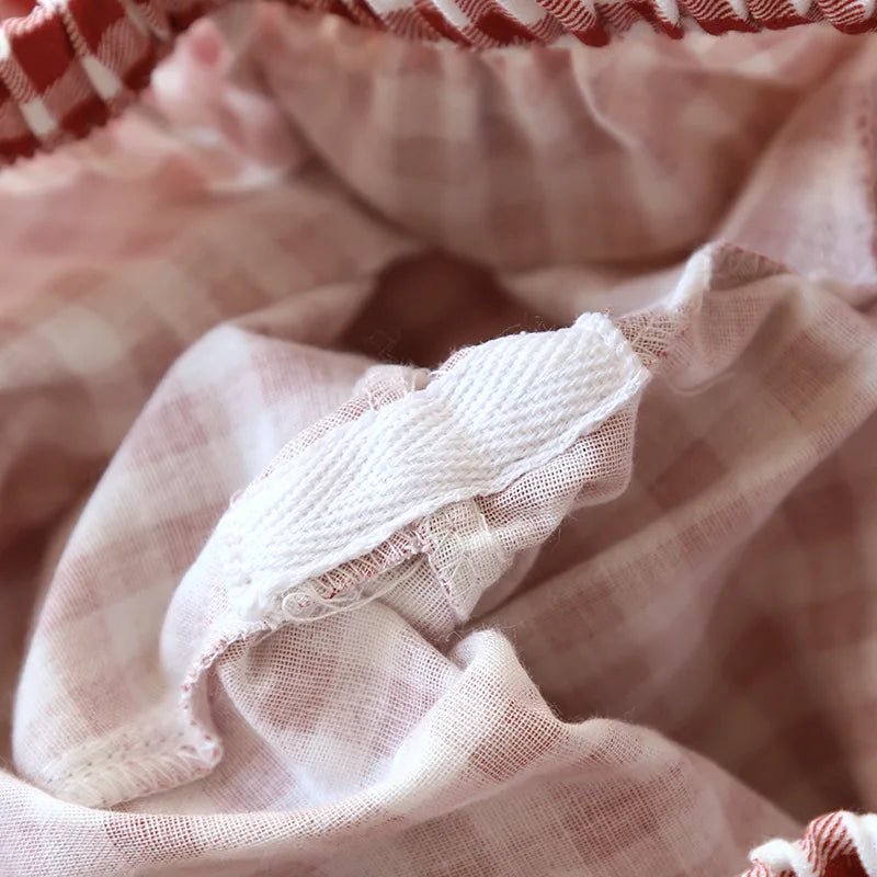 SaneShoppe - Japanese Plaid Cotton Pajama Set for Couples - Spring/Summer