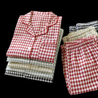 SaneShoppe - Japanese Plaid Cotton Pajama Set for Couples - Spring/Summer