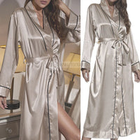 SaneShoppe - Kimono Bath Gown Satin Ultra Long Robe Women Nightgown Wedding Party Loungewear