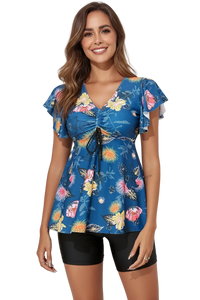 SaneShoppe Large Flower Print Tankini Swimsuit Set for Women