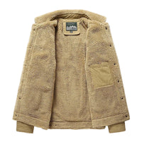 SaneShoppe - Men 2025 Winter New Fleece Thick Warm Jacket Men Fashion Casual Windproof Coat Men Autumn Outwear Outdoor Fur Collar Jacket Men