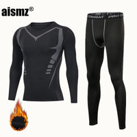 SaneShoppe - Men Compression Fitness Fleece Man Sport First Layer Underwear Set Second Thermal Men's Skin Long Johns