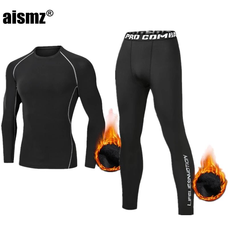 SaneShoppe Men Compression Fitness Fleece Man Sport First Layer Underwear Set Second Thermal Men's Skin Long Johns
