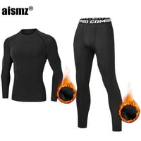 SaneShoppe - Men Compression Fitness Fleece Man Sport First Layer Underwear Set Second Thermal Men's Skin Long Johns