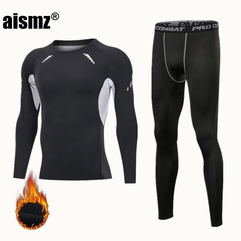 SaneShoppe Men Compression Fitness Fleece Man Sport First Layer Underwear Set Second Thermal Men's Skin Long Johns