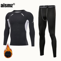 SaneShoppe Men Compression Fitness Fleece Man Sport First Layer Underwear Set Second Thermal Men's Skin Long Johns