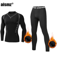 SaneShoppe - Men Compression Fitness Fleece Man Sport First Layer Underwear Set Second Thermal Men's Skin Long Johns