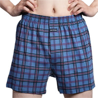 SaneShoppe - Men's 100% Cotton Boxer Shorts, High Waist, Casual Plaid, Plus Size (M - 3XL)