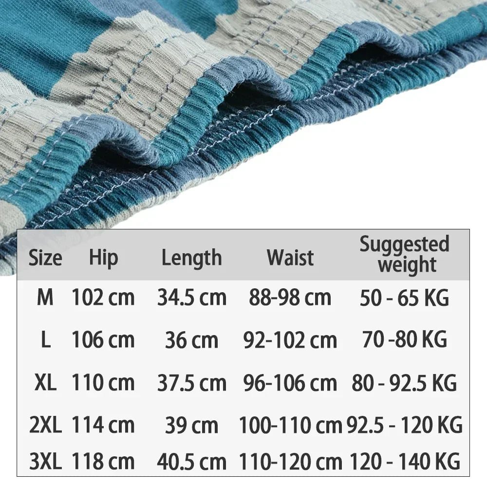 SaneShoppe - Men's 100% Cotton Boxer Shorts, High Waist, Casual Plaid, Plus Size (M - 3XL)