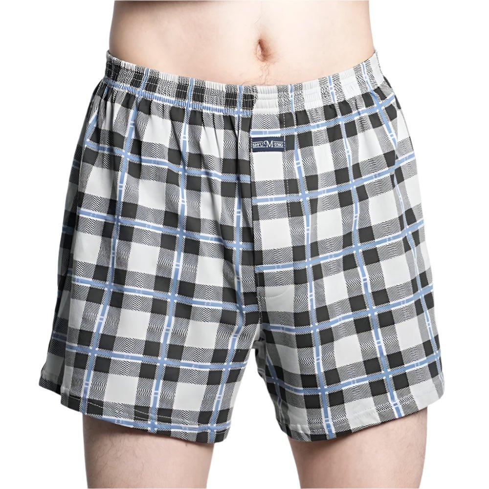 SaneShoppe - Men's 100% Cotton Boxer Shorts, High Waist, Casual Plaid, Plus Size (M - 3XL)