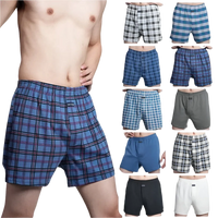 SaneShoppe - Men's 100% Cotton Boxer Shorts, High Waist, Casual Plaid, Plus Size (M - 3XL)
