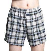 SaneShoppe - Men's High Waist Cotton Boxer Shorts, Casual Plaid Pajama Bottoms, Plus Size M - 3XL.