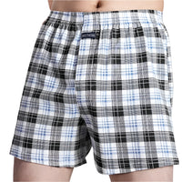 SaneShoppe Men's High Waist Cotton Boxer Shorts, Casual Plaid Pajama Bottoms, Plus Size M - 3XL.