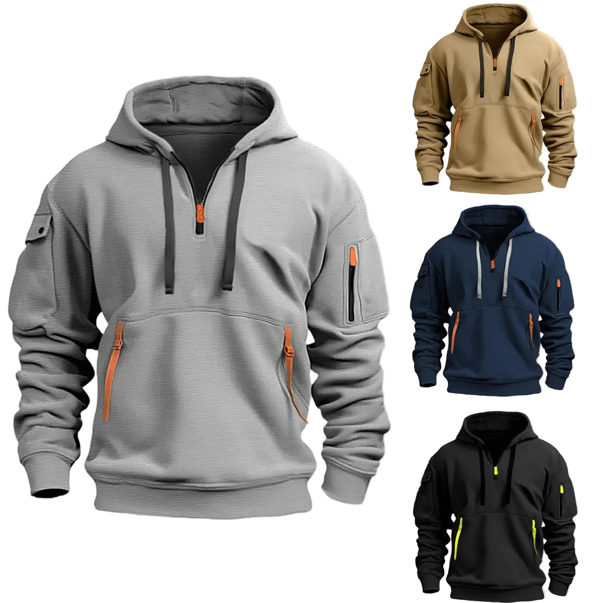 SaneShoppe-Windproof Hooded Zippered Jacket for Men, S-4XL, Spring/Autumn Casual Patchwork Cardigan