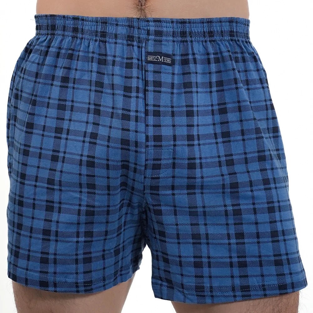SaneShoppe - Men's Plaid Cotton Pajama Bottoms - High Waist, Plus Size Boxers for Home Wear