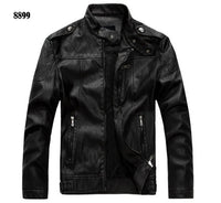 SaneShoppe - Men's PU Leather Jacket Cotton Coat for Motorcycle Autumn Winter Fleece Lining Casual Style