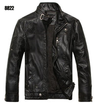SaneShoppe - Men's PU Leather Jacket Cotton Coat for Motorcycle Autumn Winter Fleece Lining Casual Style
