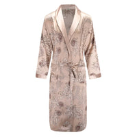 SaneShoppe Men's Satin Pajama Set: Ice Silk Shirt & Pants Long Sleeve Bathrobe with Pocket