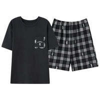 SaneShoppe - Men's Summer Faux Cotton Pyjama Set | Short Sleeve & Shorts