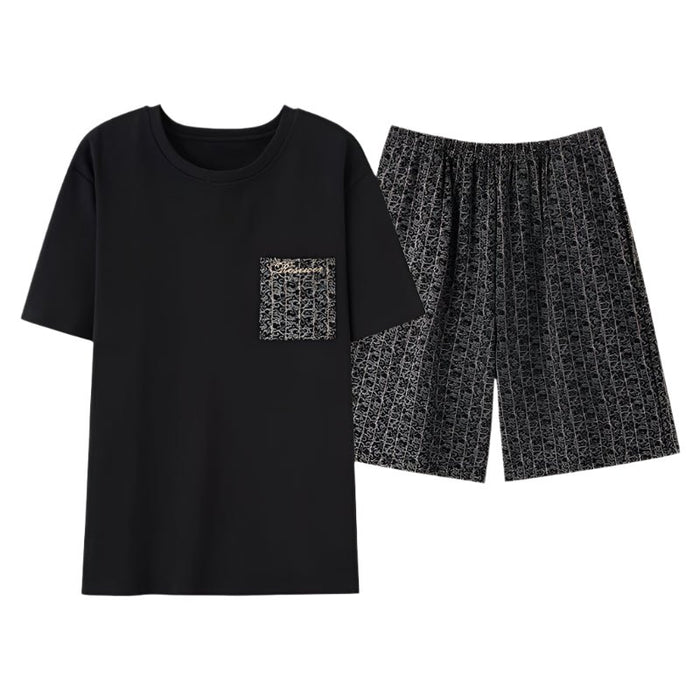 SaneShoppe Men's Summer Faux Cotton Pyjama Set | Short Sleeve & Shorts Men's Summer Faux Cotton Pyjama Set | Short Sleeve & Shorts