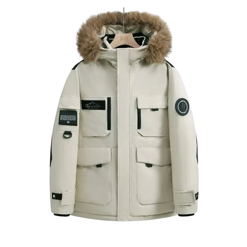 SaneShoppe-Waterproof Winter Down Jacket with Hood, Fur Collar - Men/Women Warm Coat
