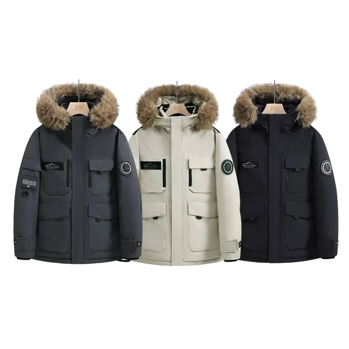 SaneShoppe-Waterproof Winter Down Jacket with Hood, Fur Collar - Men/Women Warm Coat