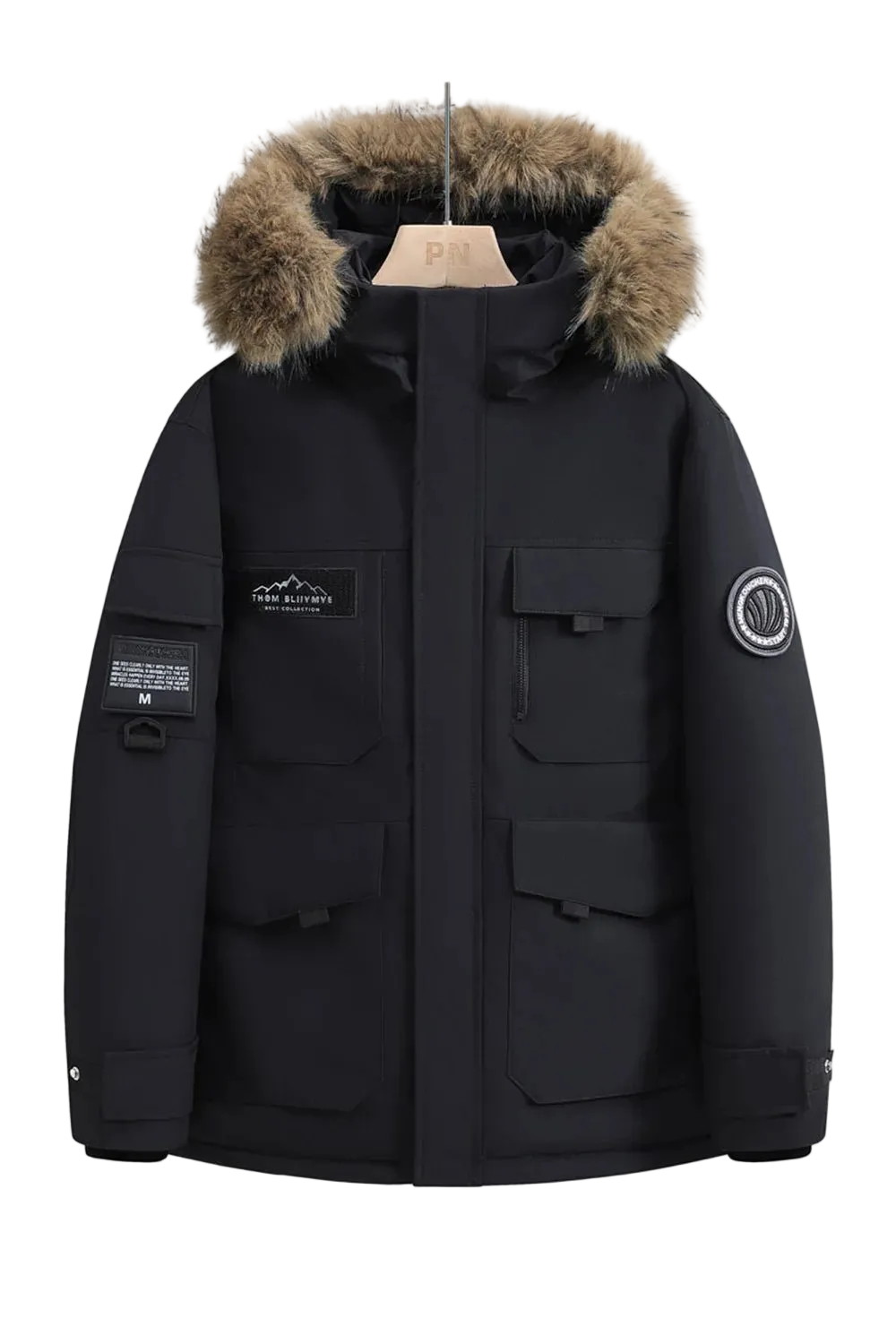 SaneShoppe-Waterproof Winter Down Jacket with Hood, Fur Collar - Men/Women Warm Coat